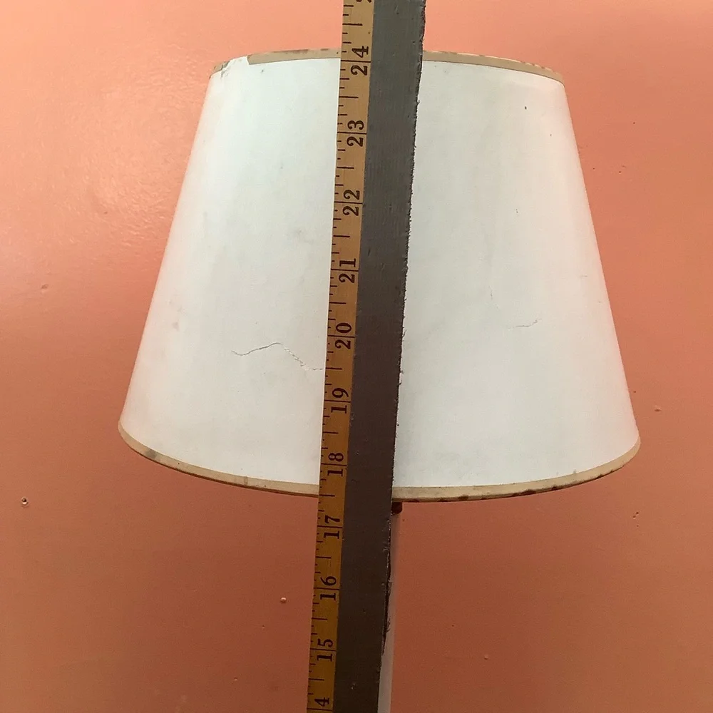 24” Table Lamp Floral Ceramic Wood Base Plain Paper Shade For Restoration
